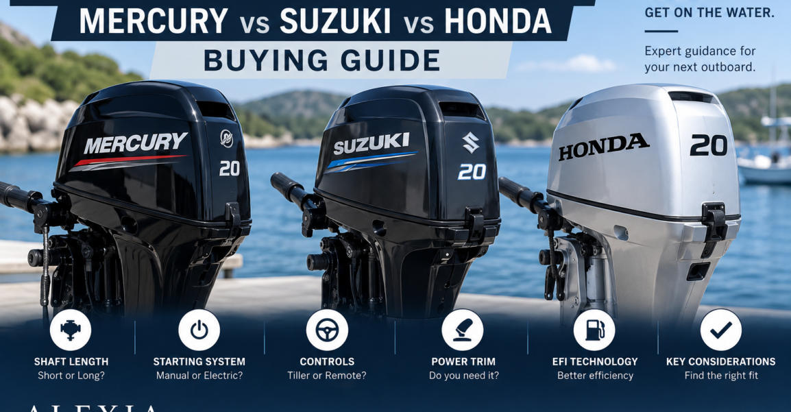 Mercury vs Suzuki vs Honda 20HP outboard motors comparison
