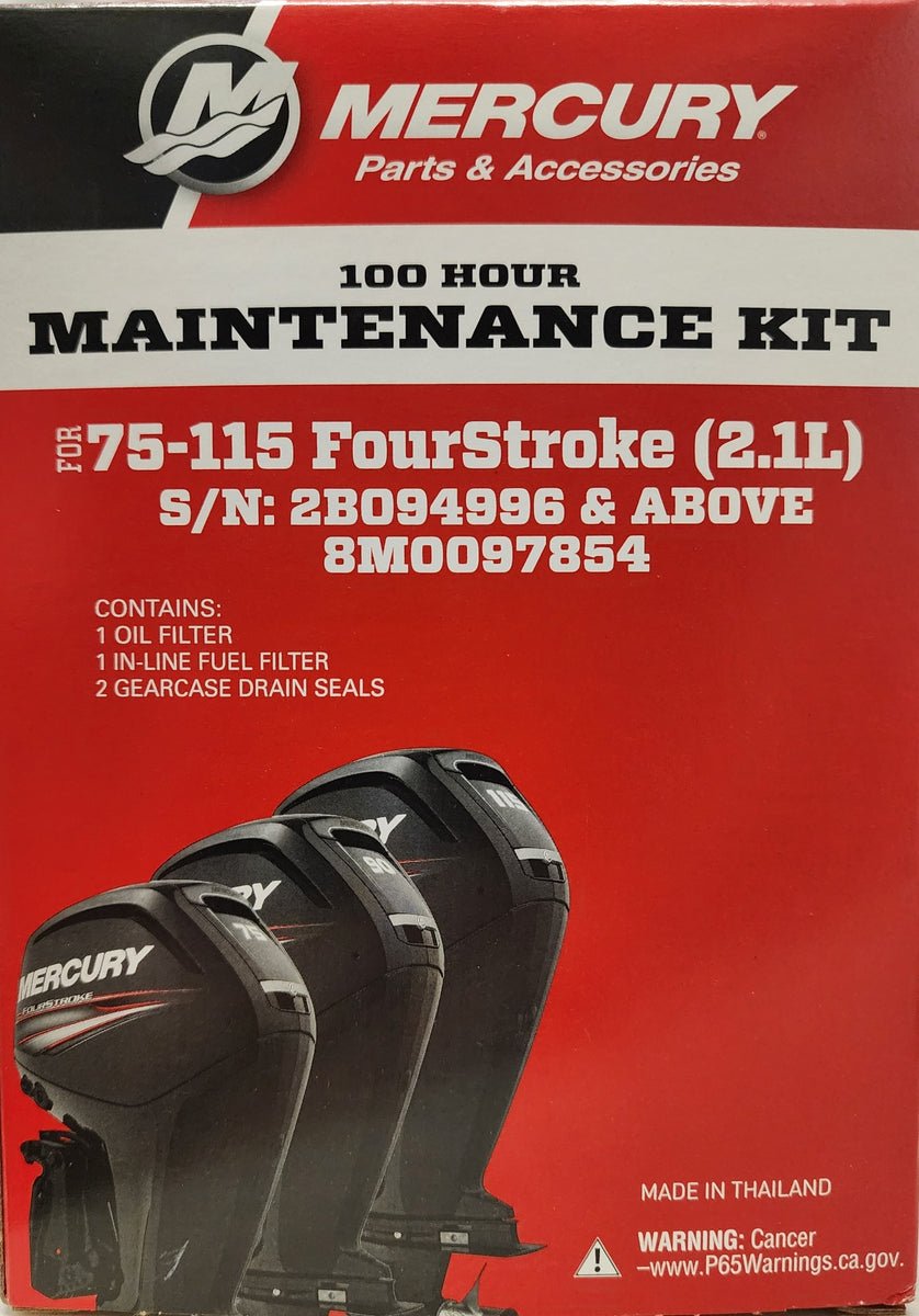 Mercury 75–115HP 2.1L 100-Hour Maintenance Kit 8M0097854