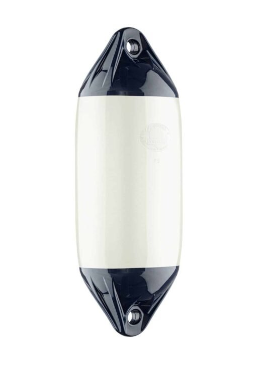 Polyform Norway F2 Boat Fender 610 × 220mm – White / Blue